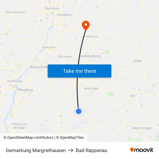 Gemarkung Margrethausen to Bad Rappenau map