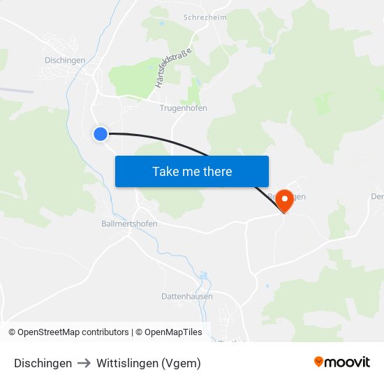 Dischingen to Wittislingen (Vgem) map