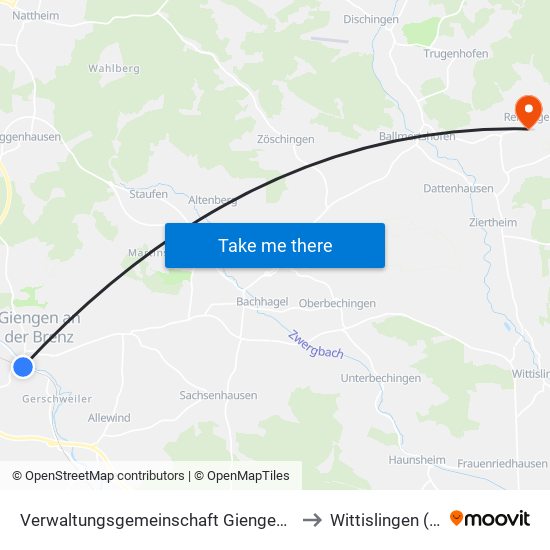 Verwaltungsgemeinschaft Giengen An Der Brenz to Wittislingen (Vgem) map