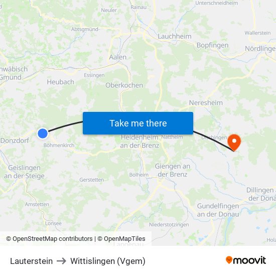 Lauterstein to Wittislingen (Vgem) map