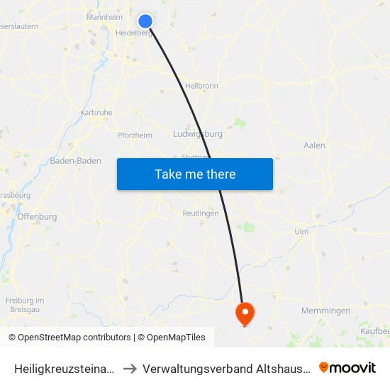 Heiligkreuzsteinach to Verwaltungsverband Altshausen map