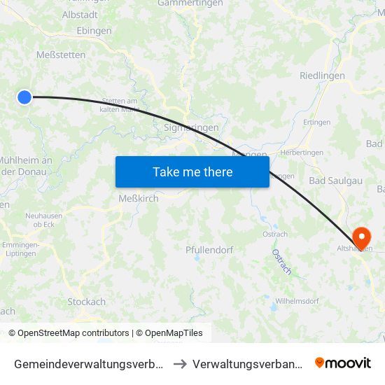 Gemeindeverwaltungsverband Meßstetten to Verwaltungsverband Altshausen map