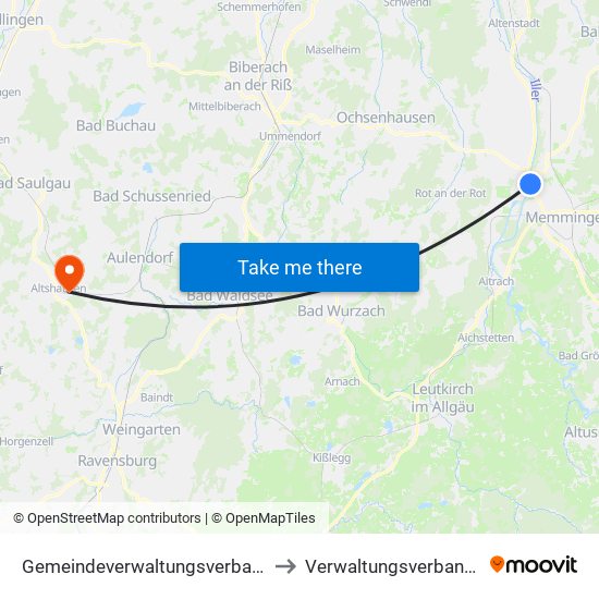 Gemeindeverwaltungsverband Rot-Tannheim to Verwaltungsverband Altshausen map