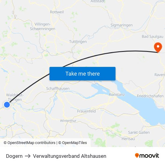 Dogern to Verwaltungsverband Altshausen map