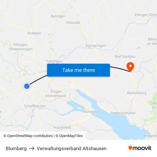 Blumberg to Verwaltungsverband Altshausen map