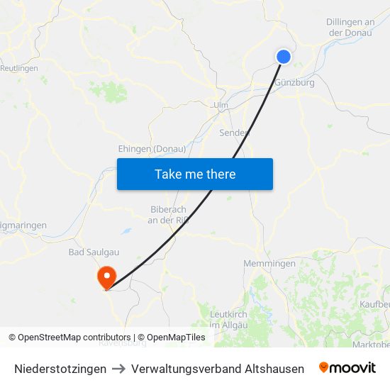 Niederstotzingen to Verwaltungsverband Altshausen map