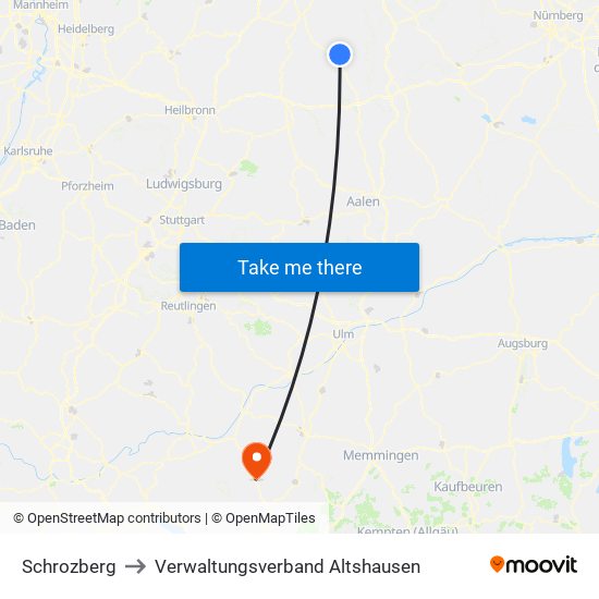 Schrozberg to Verwaltungsverband Altshausen map