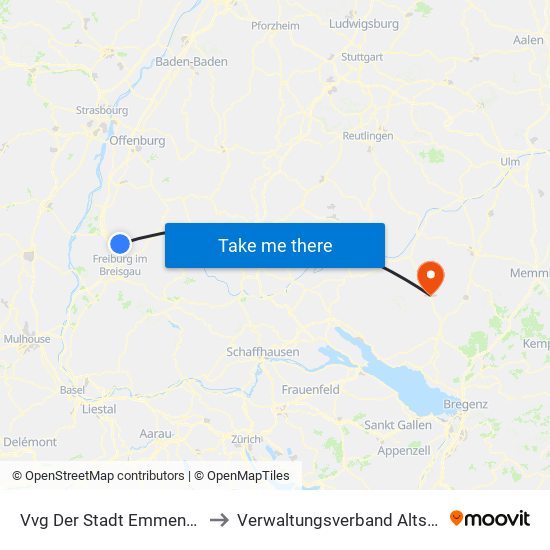 Vvg Der Stadt Emmendingen to Verwaltungsverband Altshausen map