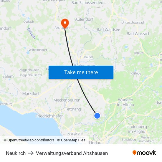 Neukirch to Verwaltungsverband Altshausen map