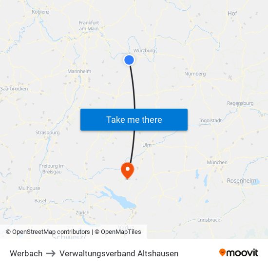 Werbach to Verwaltungsverband Altshausen map