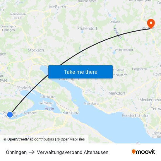 Öhningen to Verwaltungsverband Altshausen map
