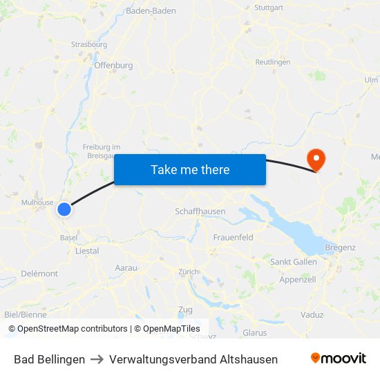 Bad Bellingen to Verwaltungsverband Altshausen map