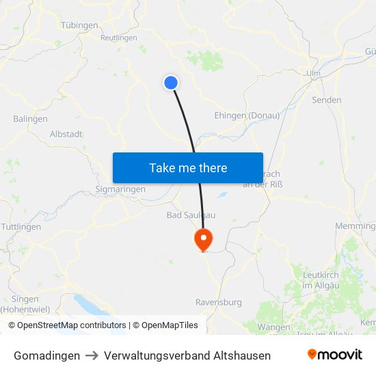 Gomadingen to Verwaltungsverband Altshausen map