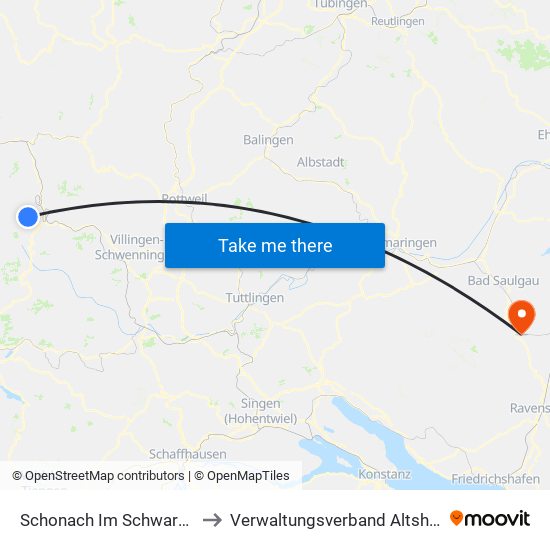 Schonach Im Schwarzwald to Verwaltungsverband Altshausen map