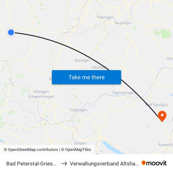 Bad Peterstal-Griesbach to Verwaltungsverband Altshausen map