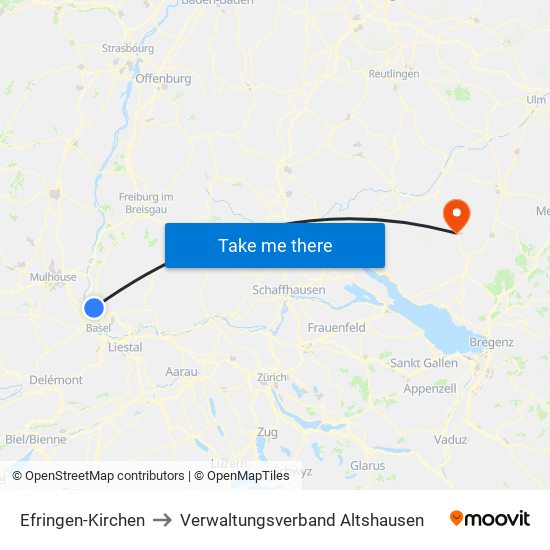 Efringen-Kirchen to Verwaltungsverband Altshausen map