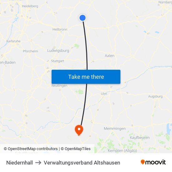 Niedernhall to Verwaltungsverband Altshausen map