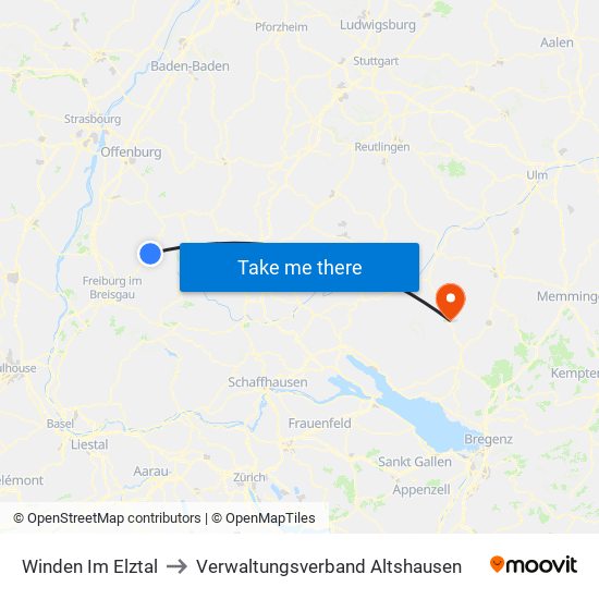 Winden Im Elztal to Verwaltungsverband Altshausen map