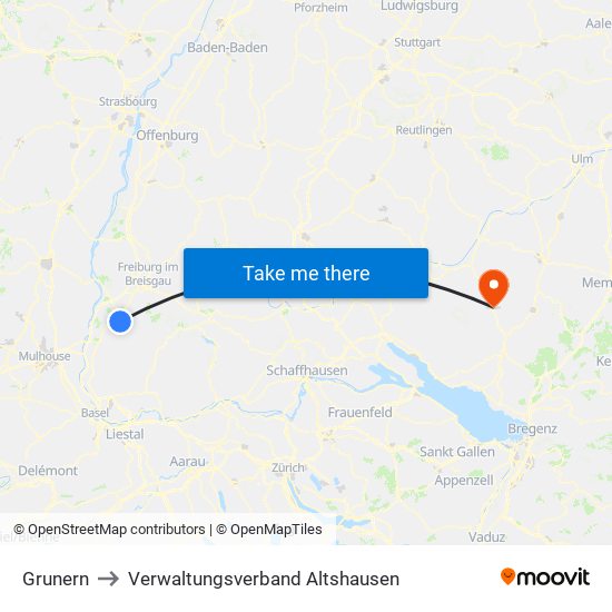 Grunern to Verwaltungsverband Altshausen map