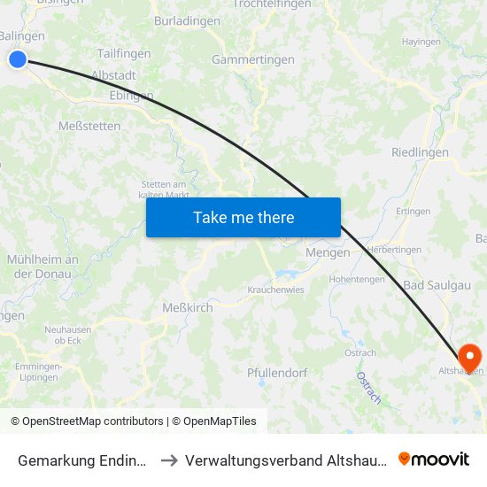 Gemarkung Endingen to Verwaltungsverband Altshausen map