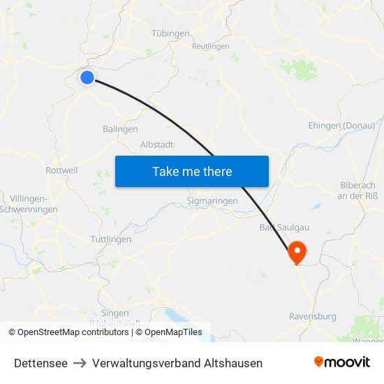 Dettensee to Verwaltungsverband Altshausen map