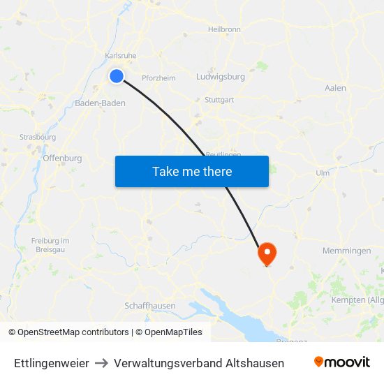 Ettlingenweier to Verwaltungsverband Altshausen map