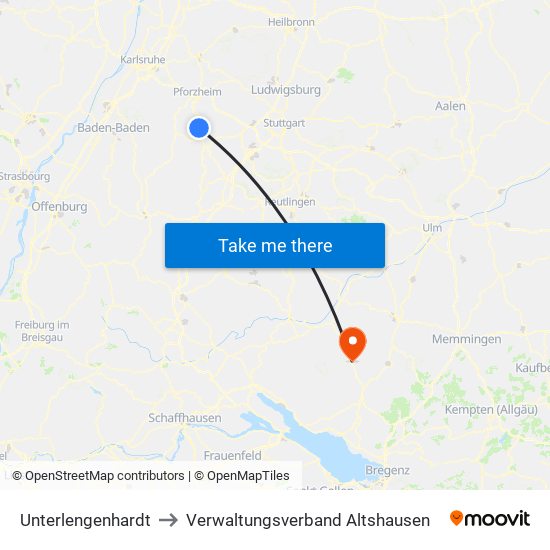 Unterlengenhardt to Verwaltungsverband Altshausen map