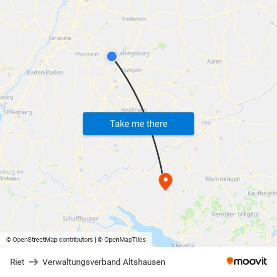 Riet to Verwaltungsverband Altshausen map