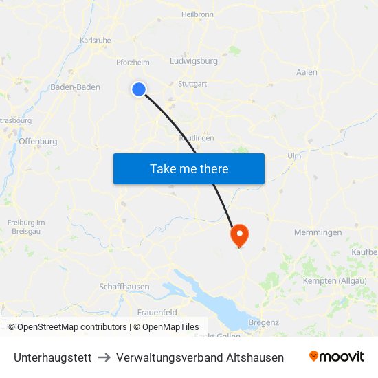 Unterhaugstett to Verwaltungsverband Altshausen map