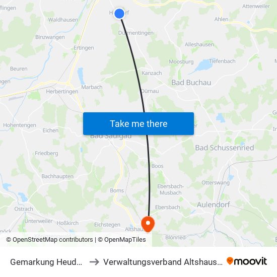 Gemarkung Heudorf to Verwaltungsverband Altshausen map