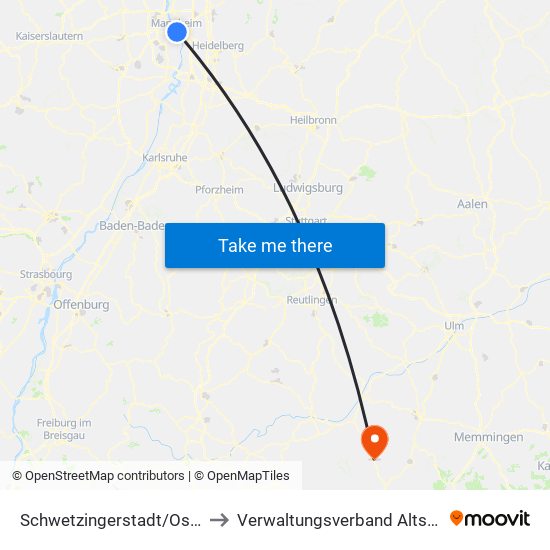 Schwetzingerstadt/Oststadt to Verwaltungsverband Altshausen map