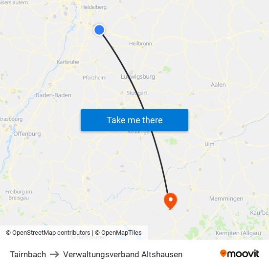 Tairnbach to Verwaltungsverband Altshausen map