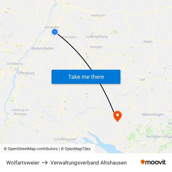 Wolfartsweier to Verwaltungsverband Altshausen map