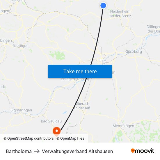 Bartholomä to Verwaltungsverband Altshausen map