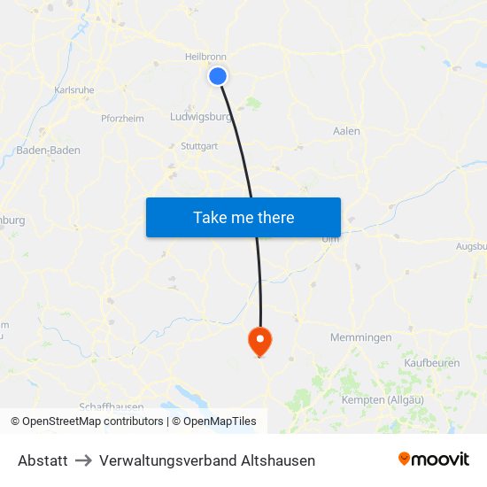 Abstatt to Verwaltungsverband Altshausen map