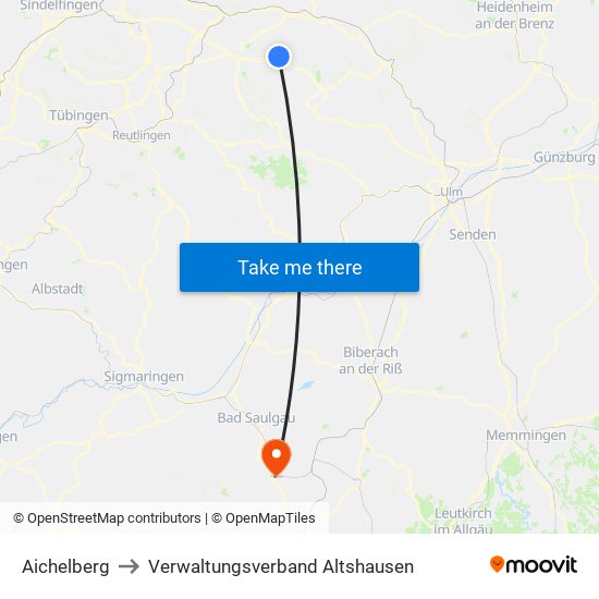 Aichelberg to Verwaltungsverband Altshausen map