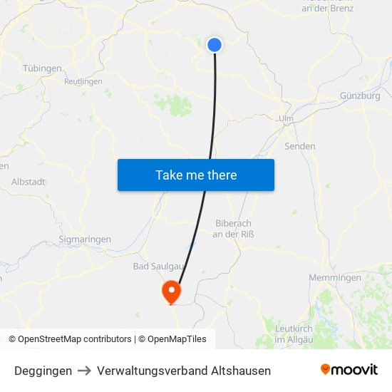 Deggingen to Verwaltungsverband Altshausen map