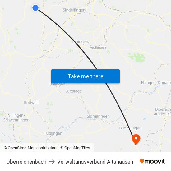 Oberreichenbach to Verwaltungsverband Altshausen map