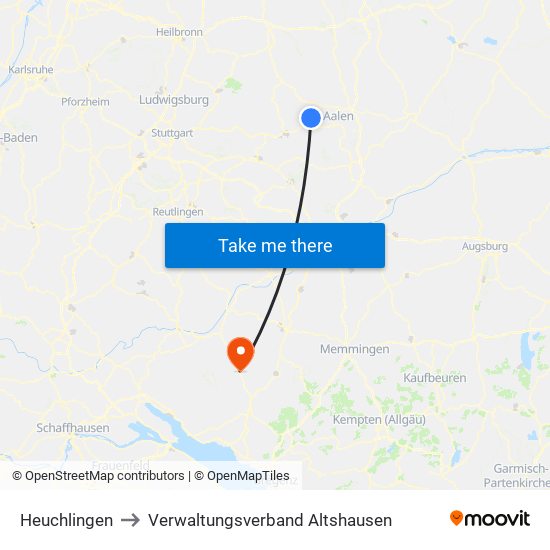 Heuchlingen to Verwaltungsverband Altshausen map