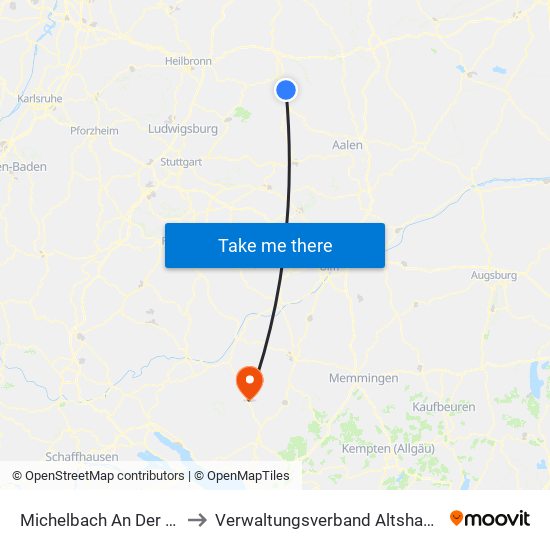 Michelbach An Der Bilz to Verwaltungsverband Altshausen map