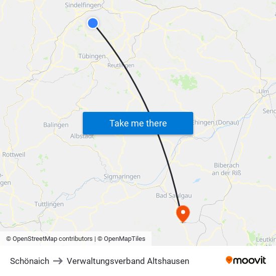 Schönaich to Verwaltungsverband Altshausen map