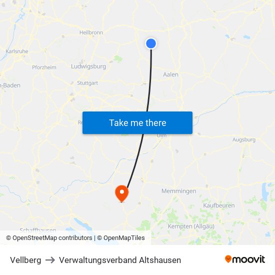 Vellberg to Verwaltungsverband Altshausen map