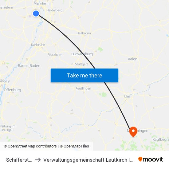 Schifferstadt to Verwaltungsgemeinschaft Leutkirch Im Allgäu map