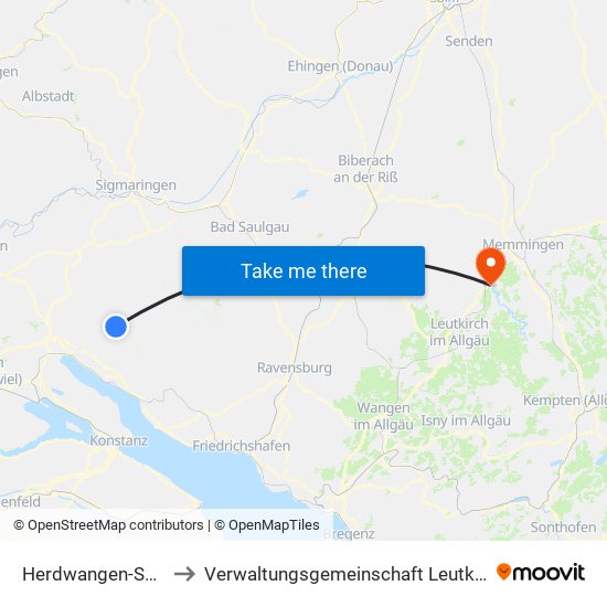 Herdwangen-Schönach to Verwaltungsgemeinschaft Leutkirch Im Allgäu map