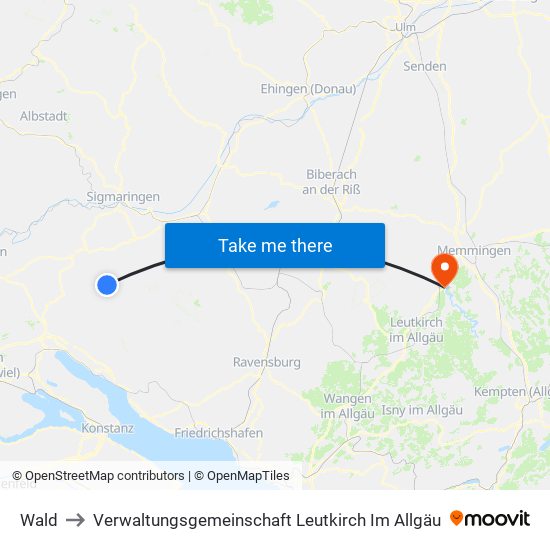 Wald to Verwaltungsgemeinschaft Leutkirch Im Allgäu map