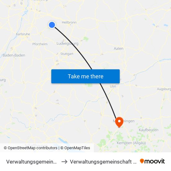 Verwaltungsgemeinschaft Eppingen to Verwaltungsgemeinschaft Leutkirch Im Allgäu map