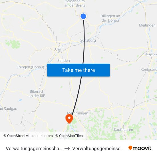 Verwaltungsgemeinschaft Giengen An Der Brenz to Verwaltungsgemeinschaft Leutkirch Im Allgäu map
