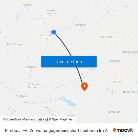 Rimbach to Verwaltungsgemeinschaft Leutkirch Im Allgäu map