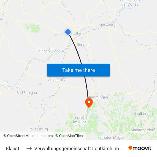 Blaustein to Verwaltungsgemeinschaft Leutkirch Im Allgäu map