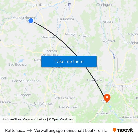 Rottenacker to Verwaltungsgemeinschaft Leutkirch Im Allgäu map